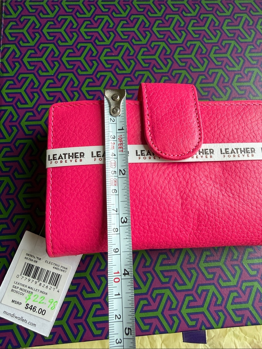 mundi Bright Hot Pink Pebbled Leather Wallet - Picture 9 of 9